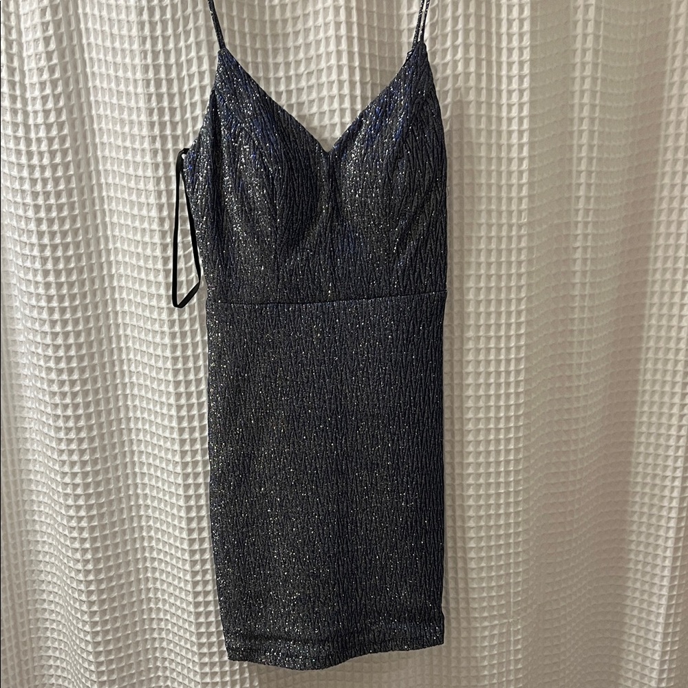 City Studio Plunge-Neck Glitter Bodycon Dress
